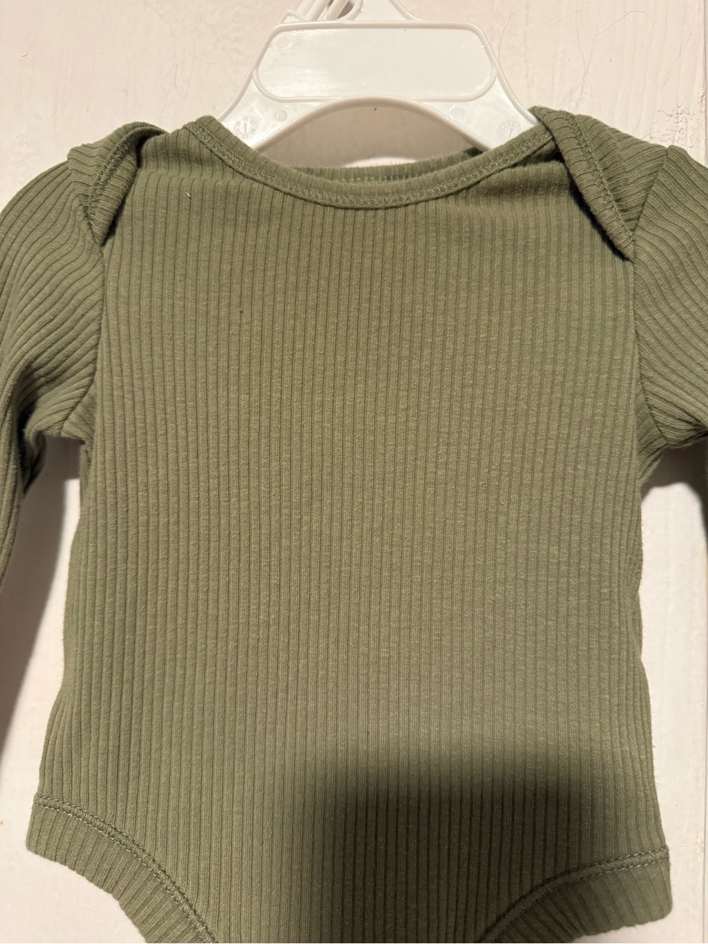 Old Navy Olive Ribbed Long-Sleeve Baby One-Piece - Picture 2 of 5